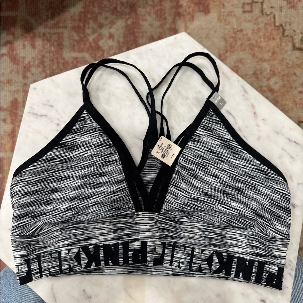 PINK Victoria's Secret Black and White Strappy Bralette NWT(203)